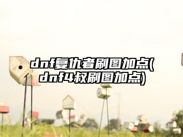 dnf复仇者刷图加点(dnf4叔刷图加点)