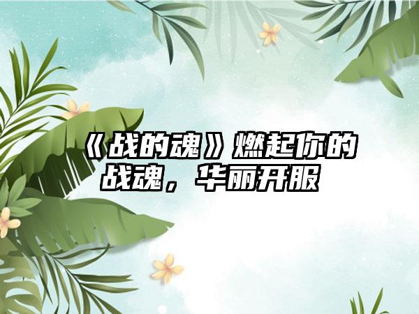 《战的魂》燃起你的战魂，华丽开服