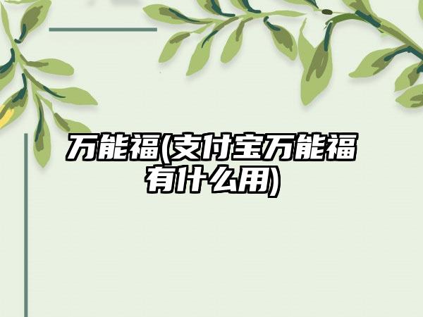 万能福(支付宝万能福有什么用)