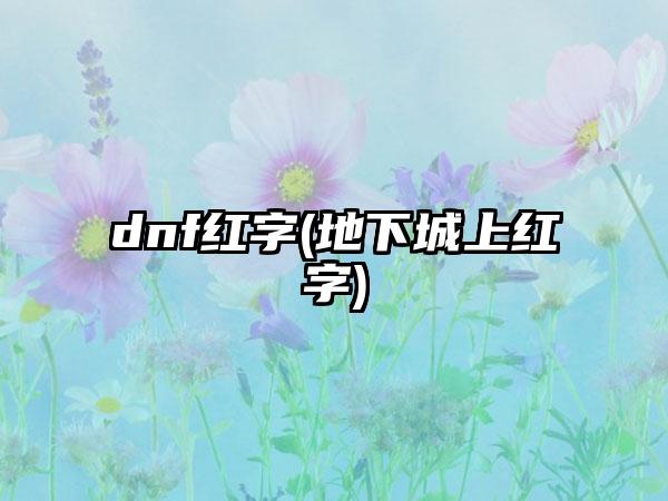 dnf红字(地下城上红字)