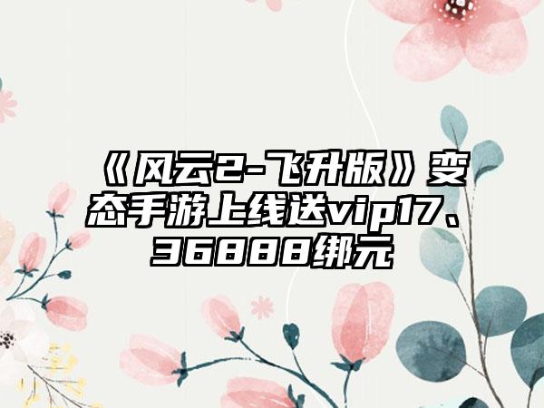 《风云2-飞升版》变态手游上线送vip17、36888绑元