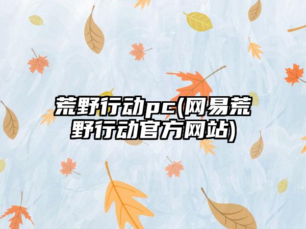 荒野行动pc(网易荒野行动官方网站)