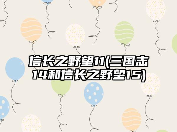 信长之野望11(三国志14和信长之野望15)