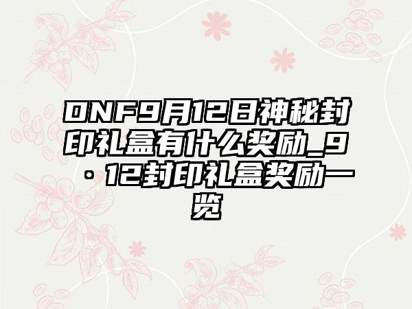 DNF9月12日神秘封印礼盒有什么奖励_9·12封印礼盒奖励一览