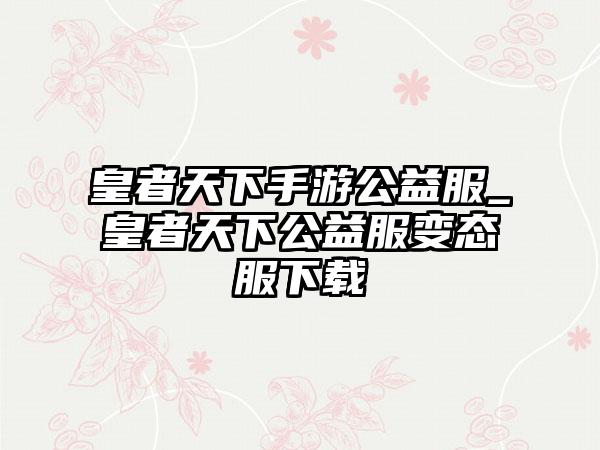 皇者天下手游公益服_皇者天下公益服变态服下载