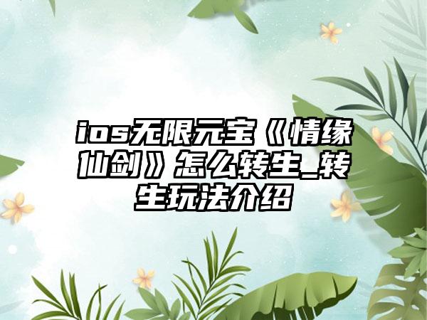 ios无限元宝《情缘仙剑》怎么转生_转生玩法介绍