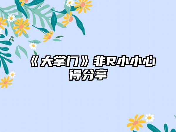 《大掌门》非R小小心得分享