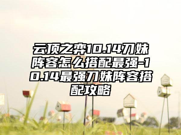 云顶之弈10.14刀妹阵容怎么搭配最强-10.14最强刀妹阵容搭配攻略