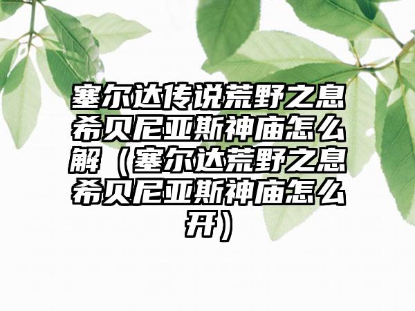 塞尔达传说荒野之息希贝尼亚斯神庙怎么解（塞尔达荒野之息希贝尼亚斯神庙怎么开）