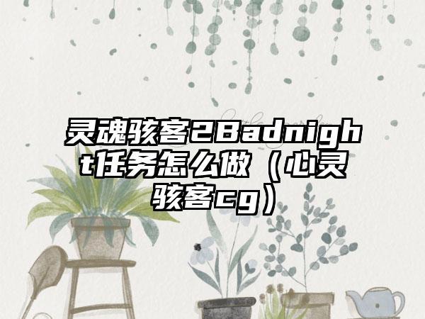 灵魂骇客2Badnight任务怎么做（心灵骇客cg）