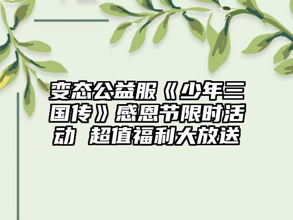 变态公益服《少年三国传》感恩节限时活动 超值福利大放送