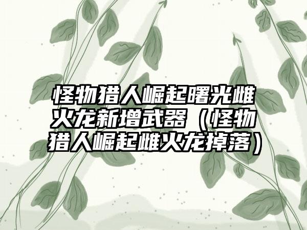 怪物猎人崛起曙光雌火龙新增武器（怪物猎人崛起雌火龙掉落）