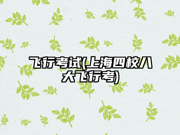 飞行考试(上海四校八大飞行考)