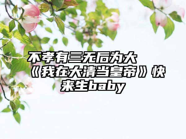 不孝有三无后为大 《我在大清当皇帝》快来生baby