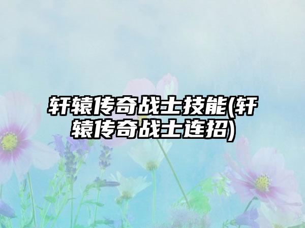 轩辕传奇战士技能(轩辕传奇战士连招)