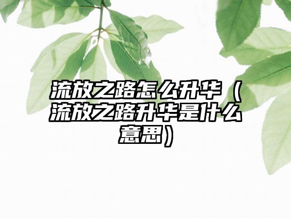 流放之路怎么升华（流放之路升华是什么意思）
