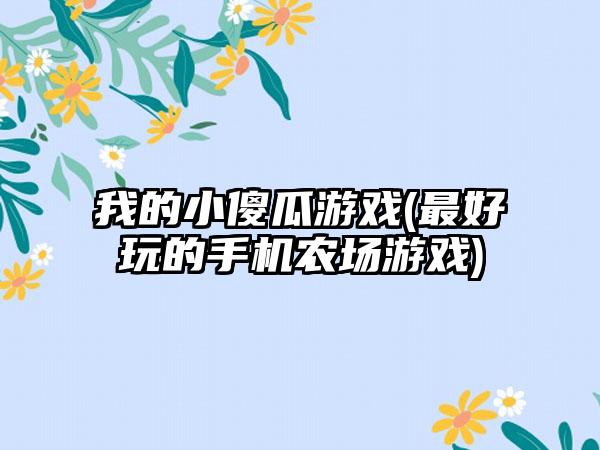 我的小傻瓜游戏(最好玩的手机农场游戏)