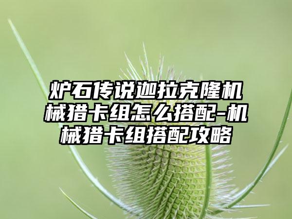 炉石传说迦拉克隆机械猎卡组怎么搭配-机械猎卡组搭配攻略