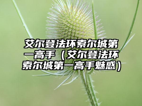 艾尔登法环索尔城第一高手（艾尔登法环索尔城第一高手魅惑）