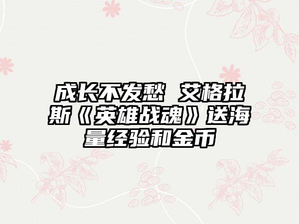 成长不发愁 艾格拉斯《英雄战魂》送海量经验和金币