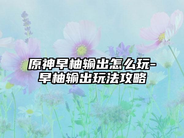 原神早柚输出怎么玩-早柚输出玩法攻略
