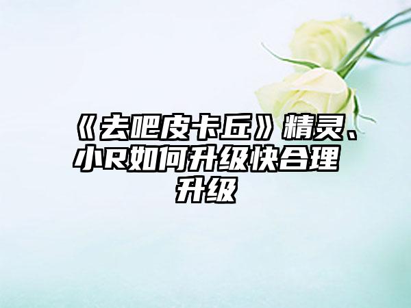 《去吧皮卡丘》精灵、小R如何升级快合理升级