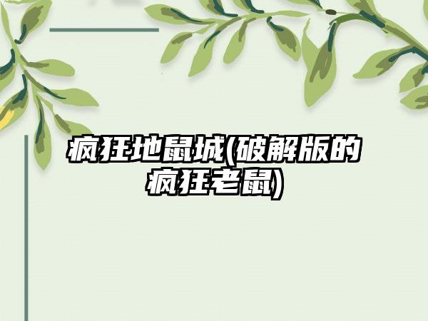 疯狂地鼠城(破解版的疯狂老鼠)