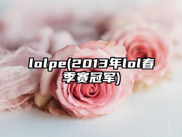 lolpe(2013年lol春季赛冠军)