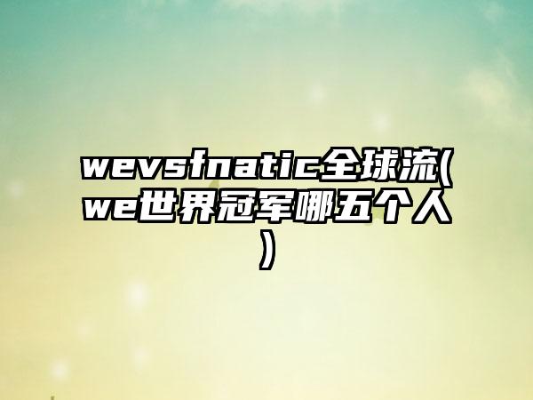 wevsfnatic全球流(we世界冠军哪五个人)
