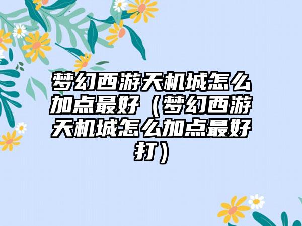 梦幻西游天机城怎么加点最好（梦幻西游天机城怎么加点最好打）