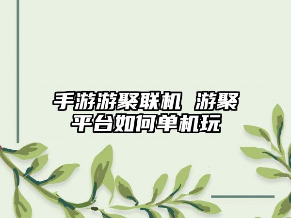 手游游聚联机 游聚平台如何单机玩