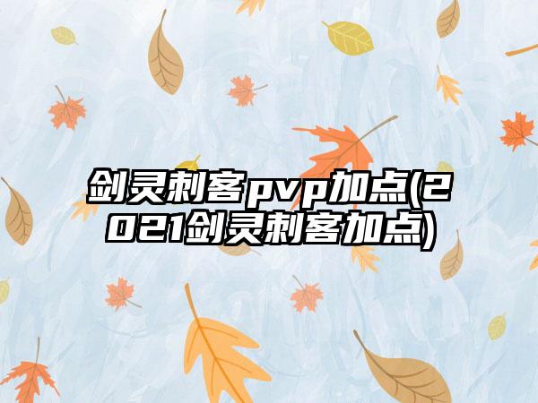 剑灵刺客pvp加点(2021剑灵刺客加点)
