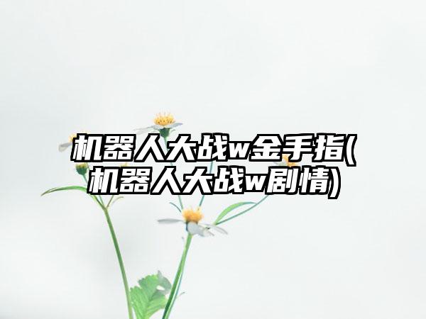 机器人大战w金手指(机器人大战w剧情)