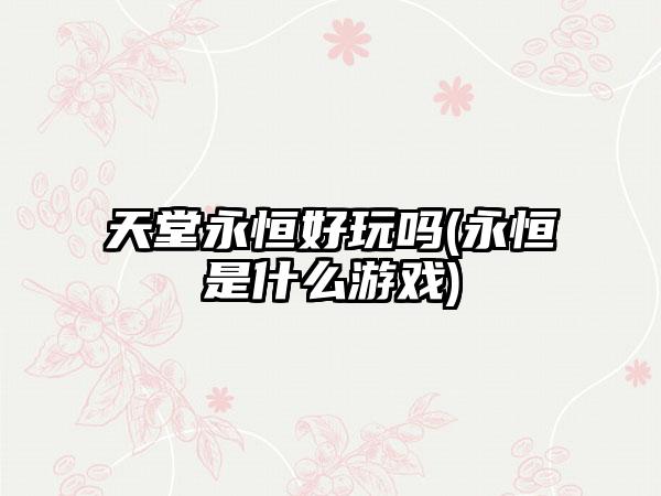 天堂永恒好玩吗(永恒是什么游戏)