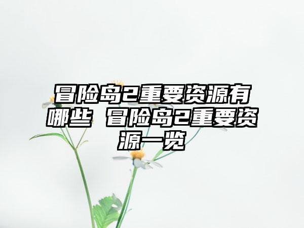 冒险岛2重要资源有哪些 冒险岛2重要资源一览