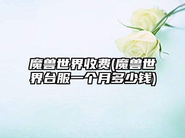 魔兽世界收费(魔兽世界台服一个月多少钱)