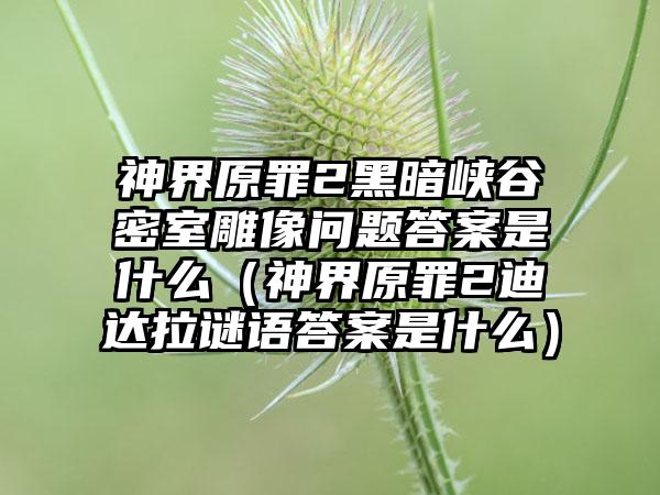 神界原罪2黑暗峡谷密室雕像问题答案是什么（神界原罪2迪达拉谜语答案是什么）