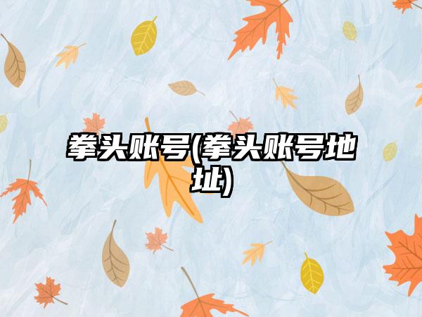 拳头账号(拳头账号地址)