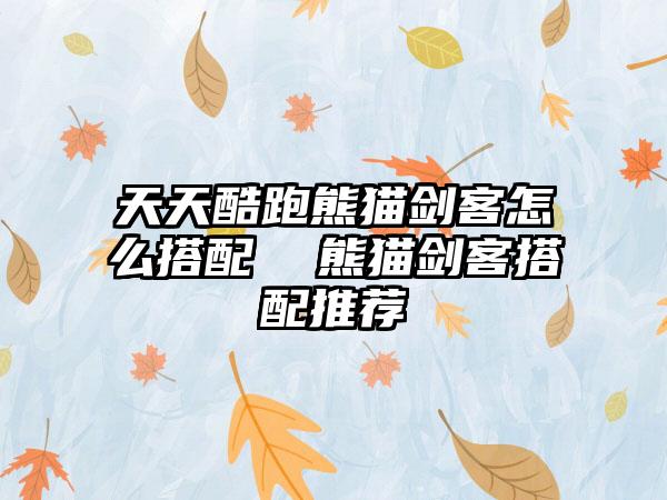 天天酷跑熊猫剑客怎么搭配  熊猫剑客搭配推荐