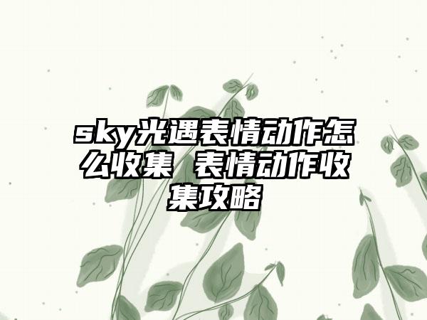 sky光遇表情动作怎么收集 表情动作收集攻略