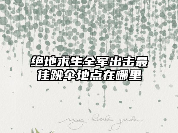 绝地求生全军出击最佳跳伞地点在哪里