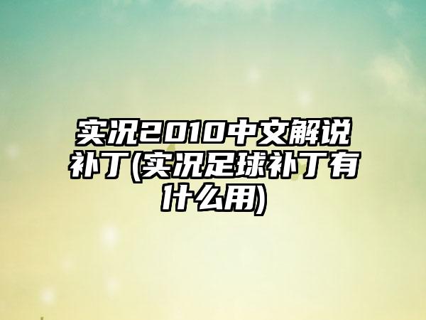 实况2010中文解说补丁(实况足球补丁有什么用)