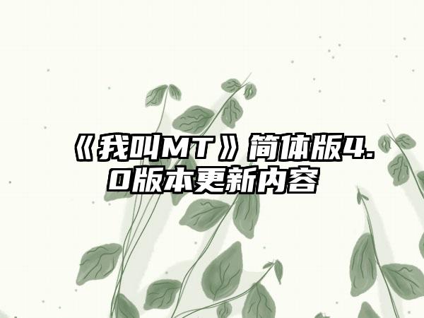 《我叫MT》简体版4.0版本更新内容