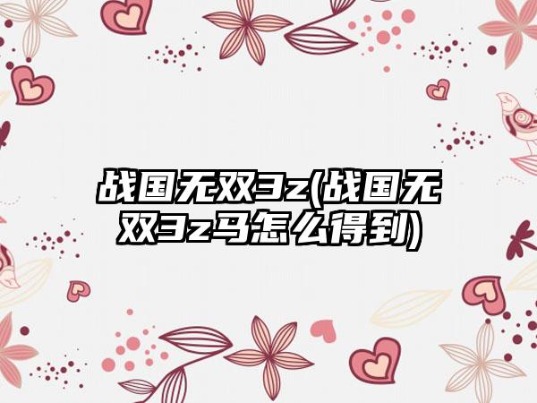 战国无双3z(战国无双3z马怎么得到)