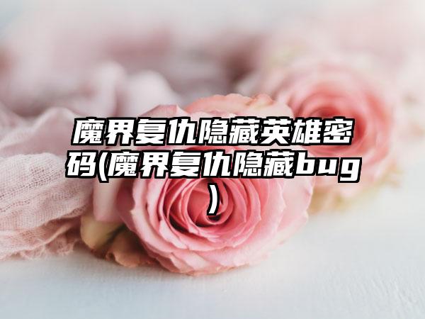 魔界复仇隐藏英雄密码(魔界复仇隐藏bug)
