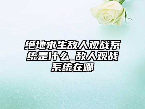 绝地求生敌人观战系统是什么_敌人观战系统在哪