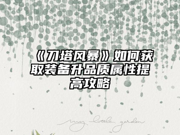《刀塔风暴》如何获取装备升品质属性提高攻略