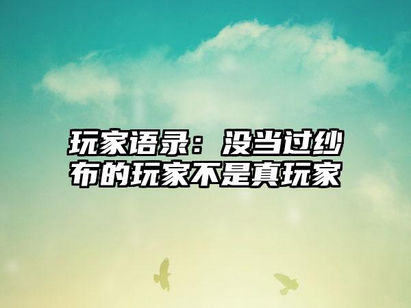 玩家语录：没当过纱布的玩家不是真玩家