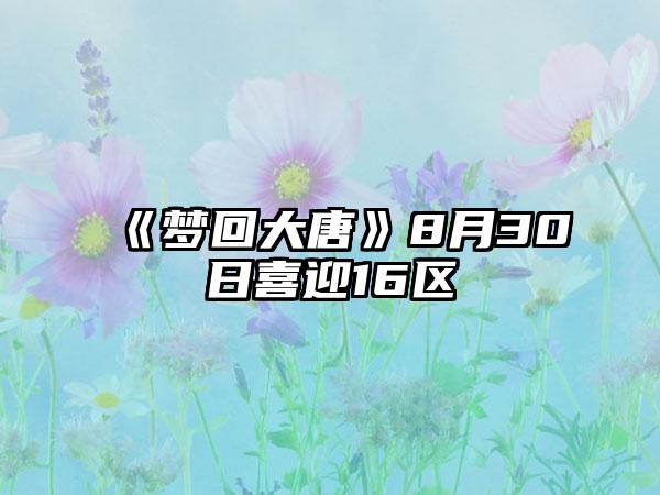 《梦回大唐》8月30日喜迎16区