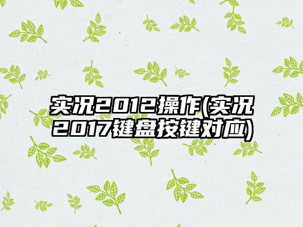 实况2012操作(实况2017键盘按键对应)